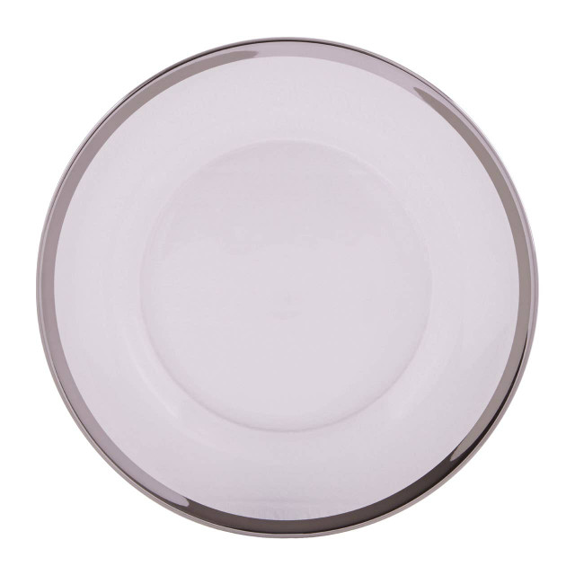 Premier Housewares Ida Glass Dinner Plate With Silver Rim