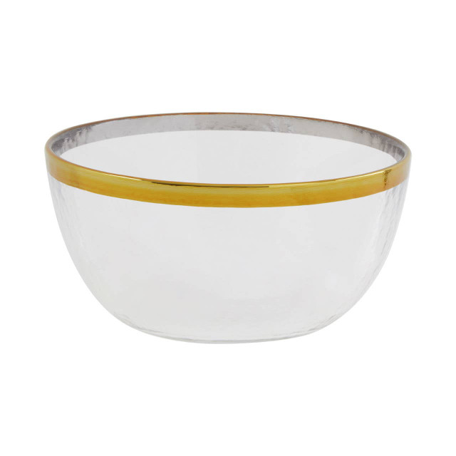 Premier Housewares Ida Textured Glass Bowl With Gold Rim
