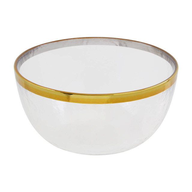 Premier Housewares Ida Textured Glass Bowl With Gold Rim