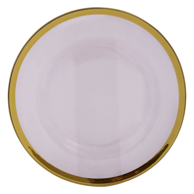 Premier Housewares Ida Textured Glass Dinner Plate With Gold Rim