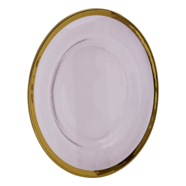Premier Housewares Ida Textured Glass Dinner Plate With Gold Rim