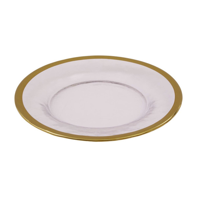 Premier Housewares Ida Textured Glass Side Plate With Gold Rim