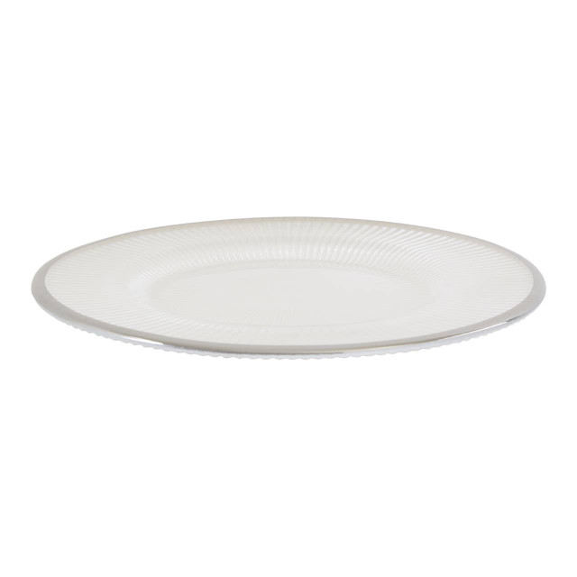 Premier Housewares Ida White Embossed Glass Side Plate With Silver Rim