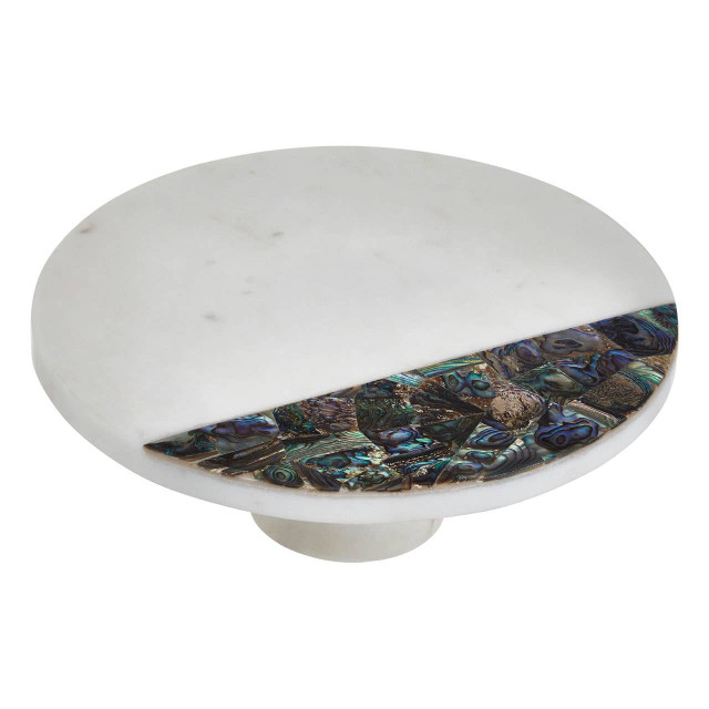 Premier Housewares Imogen White Marble And Paua Shell Round Cake Stand
