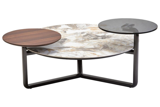 Premier Housewares Imperia 3 Tier Round Ceramic Marble Effect Coffee Table