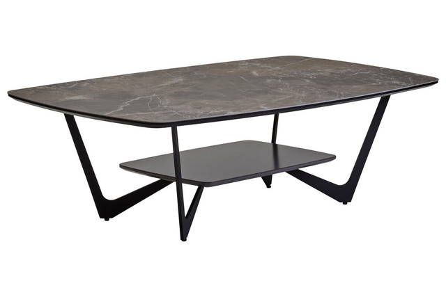 Premier Housewares Imperia Grey Ceramic Marble Effect Coffee Table