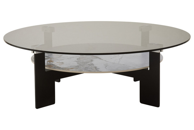 Premier Housewares Imperia Round Grey Glass And Ceramic Large Coffee Table