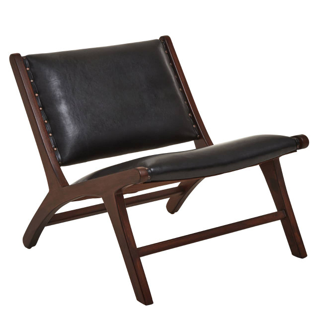 Premier Housewares Inca Genuine Black Cow Leather Chair