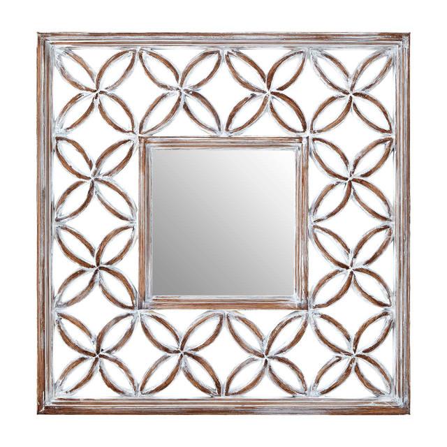 Premier Housewares Indus Antique White Lattice Frame Wall Mirror