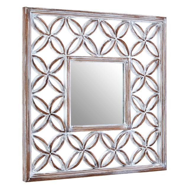 Premier Housewares Indus Antique White Lattice Frame Wall Mirror