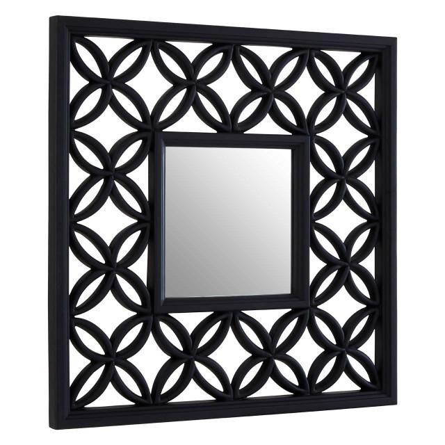 Premier Housewares Indus Square Black Lattice Frame Wall Mirror