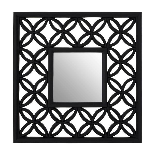 premier housewares Indus Square Black Lattice Frame Wall Mirror