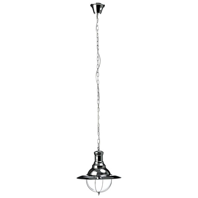 premier housewares Industrial Revolution Chrome And Glass Pendant Light