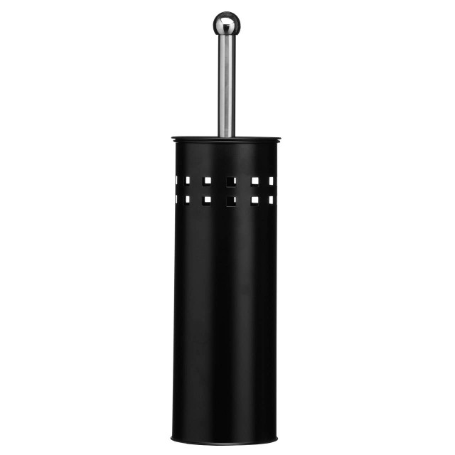 Premier Housewares Indy Matt Black Square Design Toilet Brush Holder
