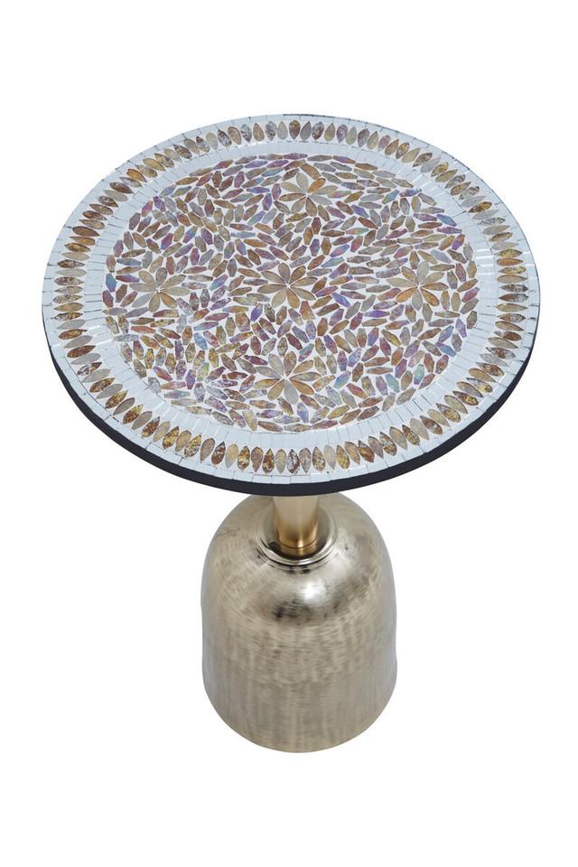 Premier Housewares Inventivo Mosaic Top Gold Base Side Table