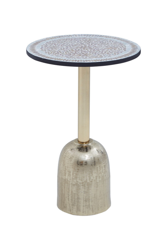 premier housewares Inventivo Mosaic Top Gold Base Side Table