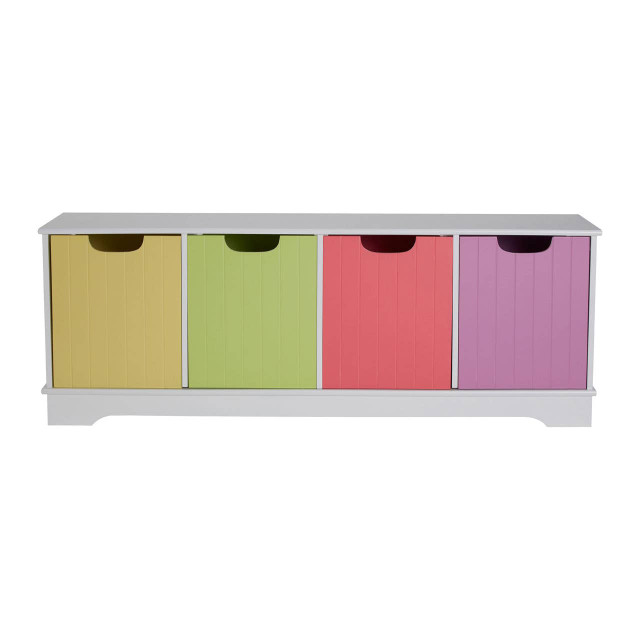 Premier Housewares Isla Kids White 4 Coloured Boxes Storage Unit