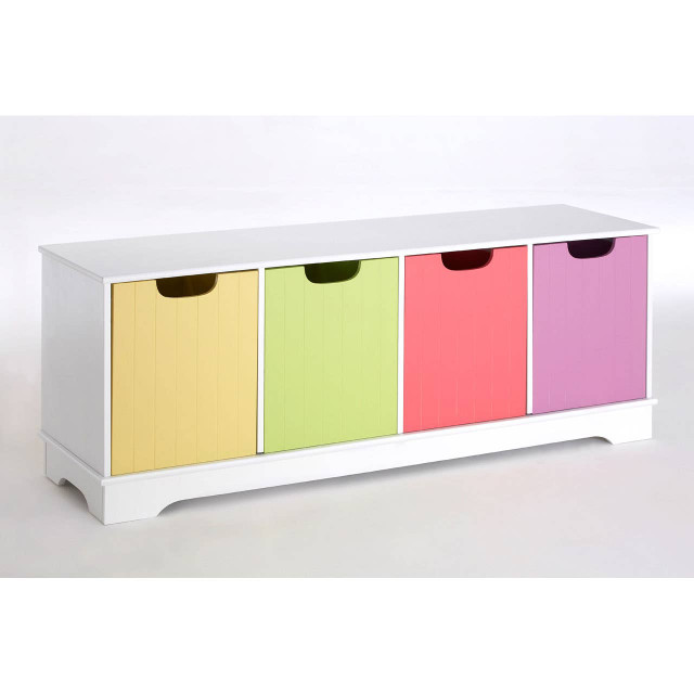 Premier Housewares Isla Kids White 4 Coloured Boxes Storage Unit