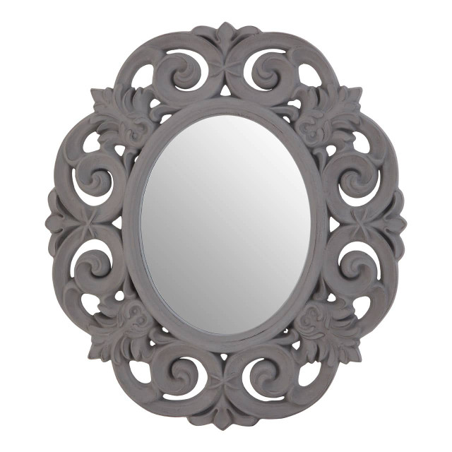 Premier Housewares Itaka Antique Grey Scroll Design Wall Mirror
