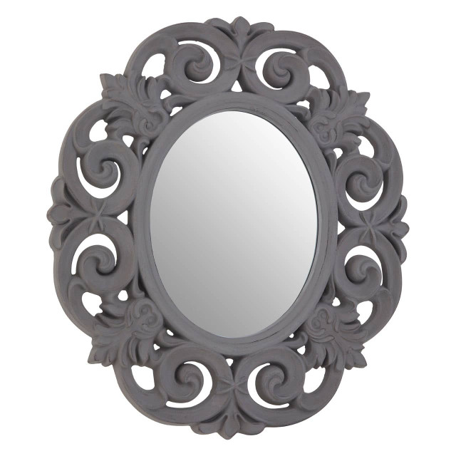 Premier Housewares Itaka Antique Grey Scroll Design Wall Mirror