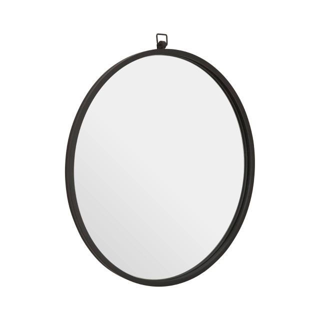 Premier Housewares Jacen Black Metal Frame Round Wall Mirror