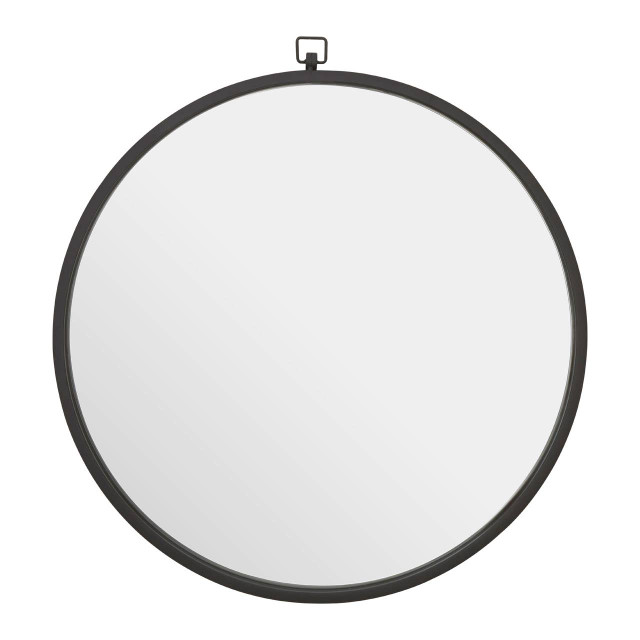 premier housewares Jacen Black Metal Frame Round Wall Mirror