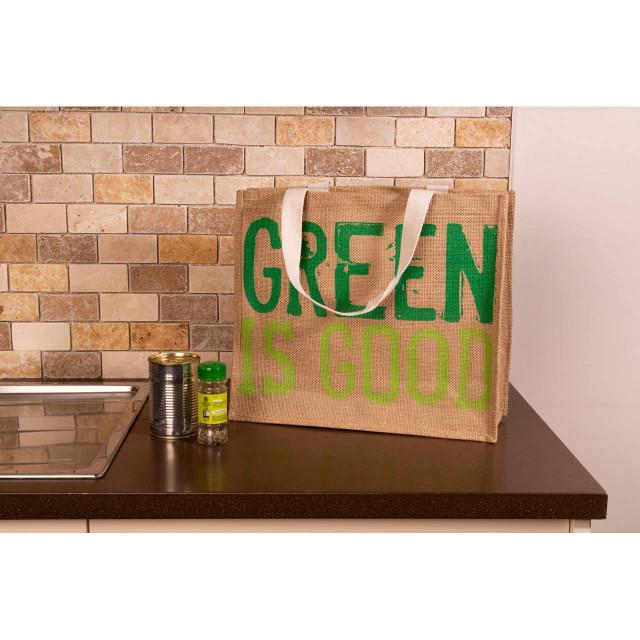 Premier Housewares Jade Green Is Good Jute Shopping Bag