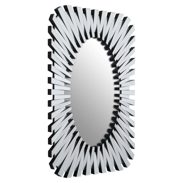 Premier Housewares Jade Silver Rectangular Sunburst Wall Mirror