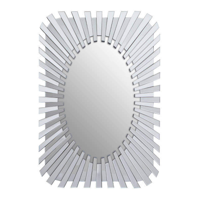 premier housewares Jade Silver Rectangular Sunburst Wall Mirror