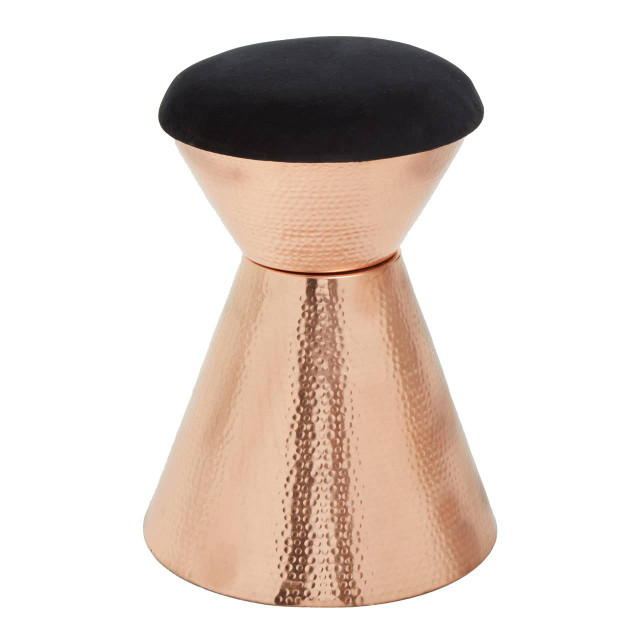 Premier Housewares Jaipur Black Velvet And Copper Finish Stool