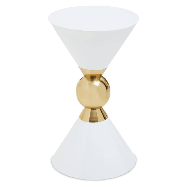 Premier Housewares Jaipur White And Gold Finish Side Table