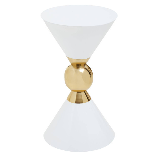 Premier Housewares Jaipur White And Gold Finish Side Table