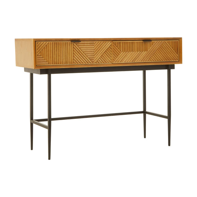 Premier Housewares Jakara Natural Finish Console Table With 2 Drawers