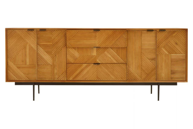 premier housewares Jakara Natural Finish Sideboard with 4 Doors and 3 Drawers