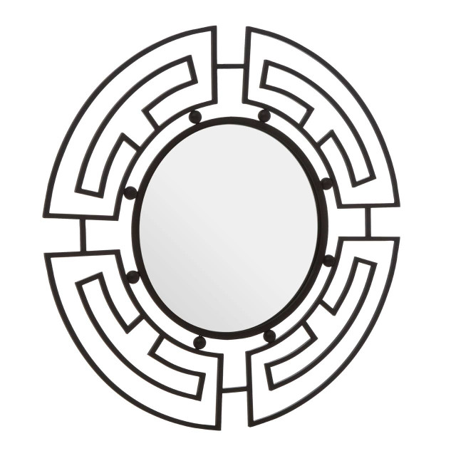 Premier Housewares Jalal Black Metal Frame Round Wall Mirror