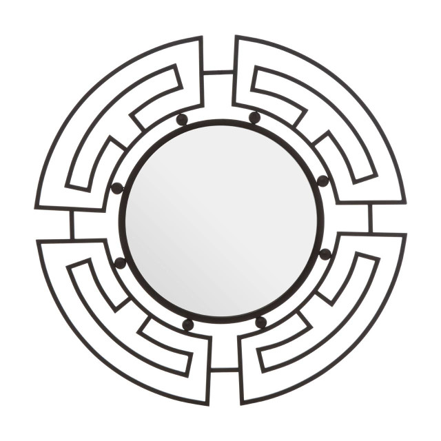 premier housewares Jalal Black Metal Frame Round Wall Mirror