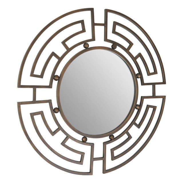 Premier Housewares Jalal Bronze Metal Frame Round Wall Mirror
