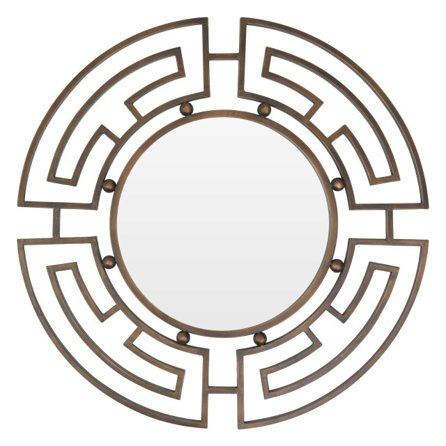 premier housewares Jalal Bronze Metal Frame Round Wall Mirror