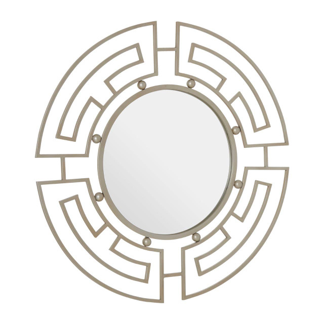 Premier Housewares Jalal Silver Metal Frame Round Wall Mirror