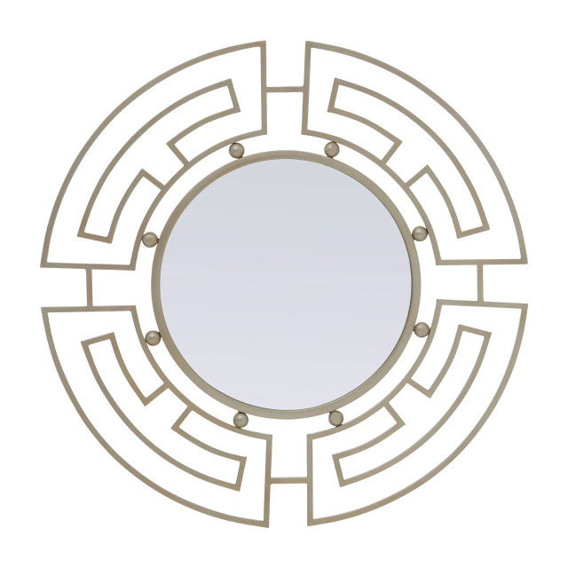premier housewares Jalal Silver Metal Frame Round Wall Mirror