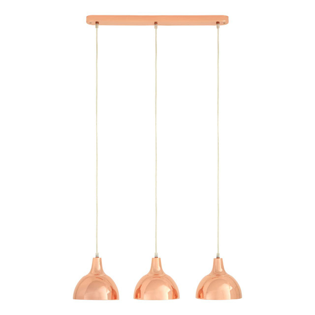 Premier Housewares Jasper 3 Pendant Light With Copper Finish