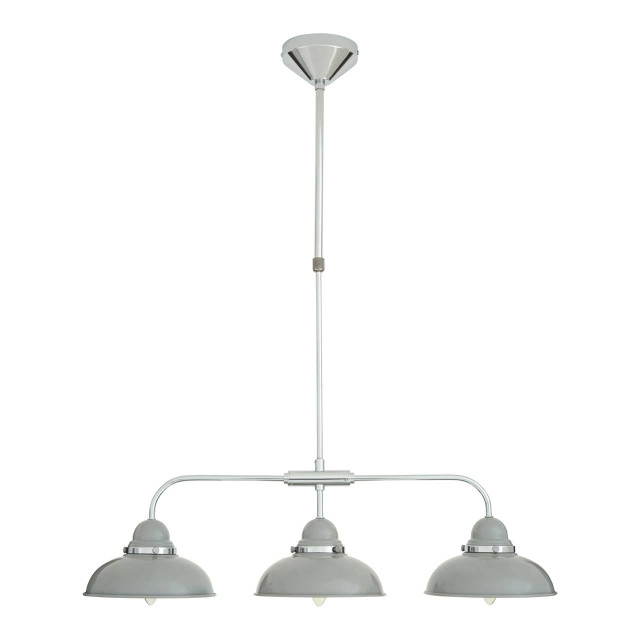 premier housewares Jasper 3 Shades Light Grey And Chrome Pendant Light