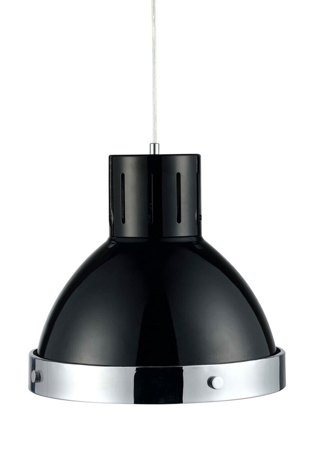 Premier Housewares Jasper Black And Chrome Bell Shaped Pendant Light