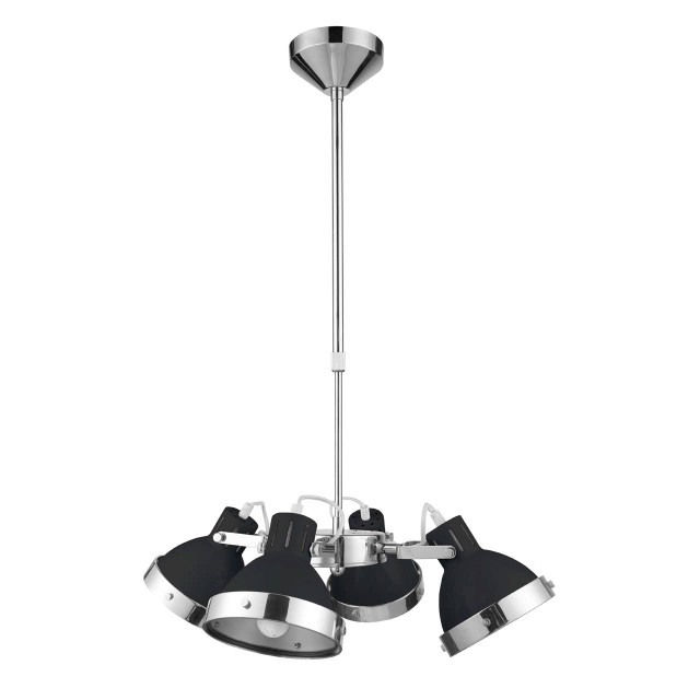 premier housewares Jasper Black Shade and Chrome 4 Light Pendant Light