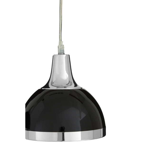 Premier Housewares Jasper Black Shade And Chrome Pendant Light
