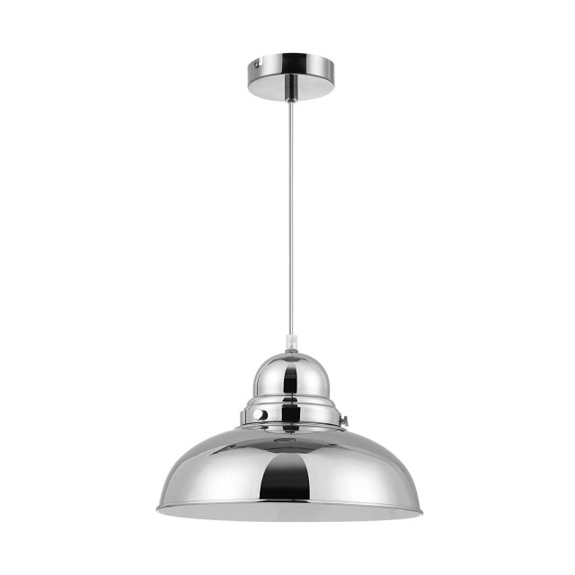 Premier Housewares Jasper Chrome Finish Bowl Shaped Pendant Light