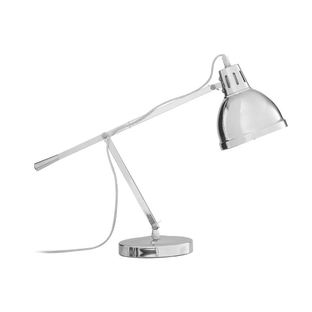 Premier Housewares Jasper Chrome Shade Table Lamp With EU Plug