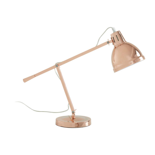 Premier Housewares Jasper Copper Shade Table Lamp With EU Plug