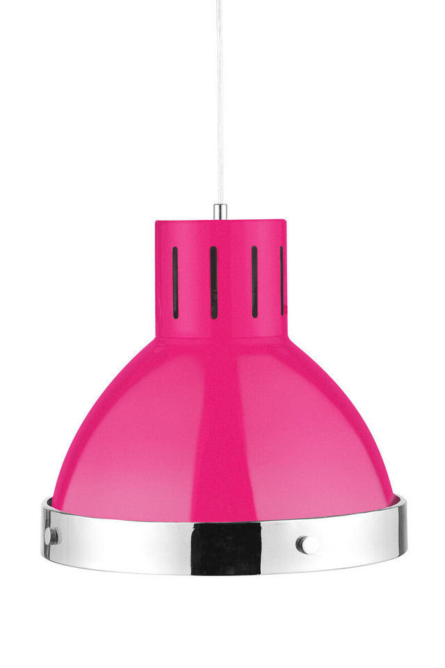 premier housewares Jasper Hot Pink and Chrome Bell Shaped Pendant Light