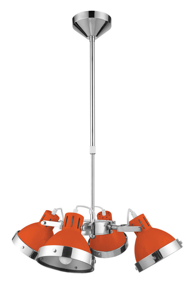 premier housewares Jasper Orange Shade and Chrome 4 Shad Pendant Light